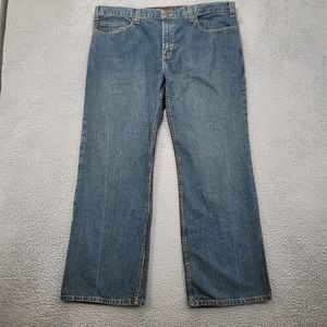 Perry Ellis America Jeans Mens 40x30 Blue Denim Straight Leg Flat Front‎ Casual